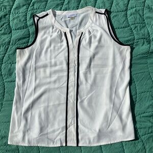 Calvin Klein White and Black Trim Blouse